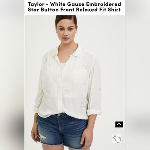 Torrid White Star Button Up
